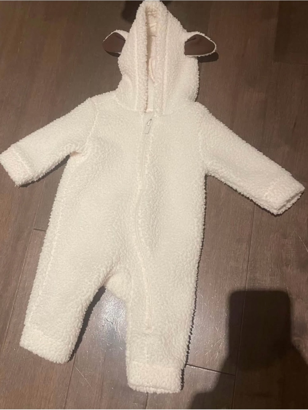 Cozy Cream Sherpa Baby One-Piece with Hood - 3 to 6 month